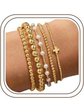 Elegant Gold Beaded Bracelet for Women & Teens | Stylish Gold Plated Jewelry